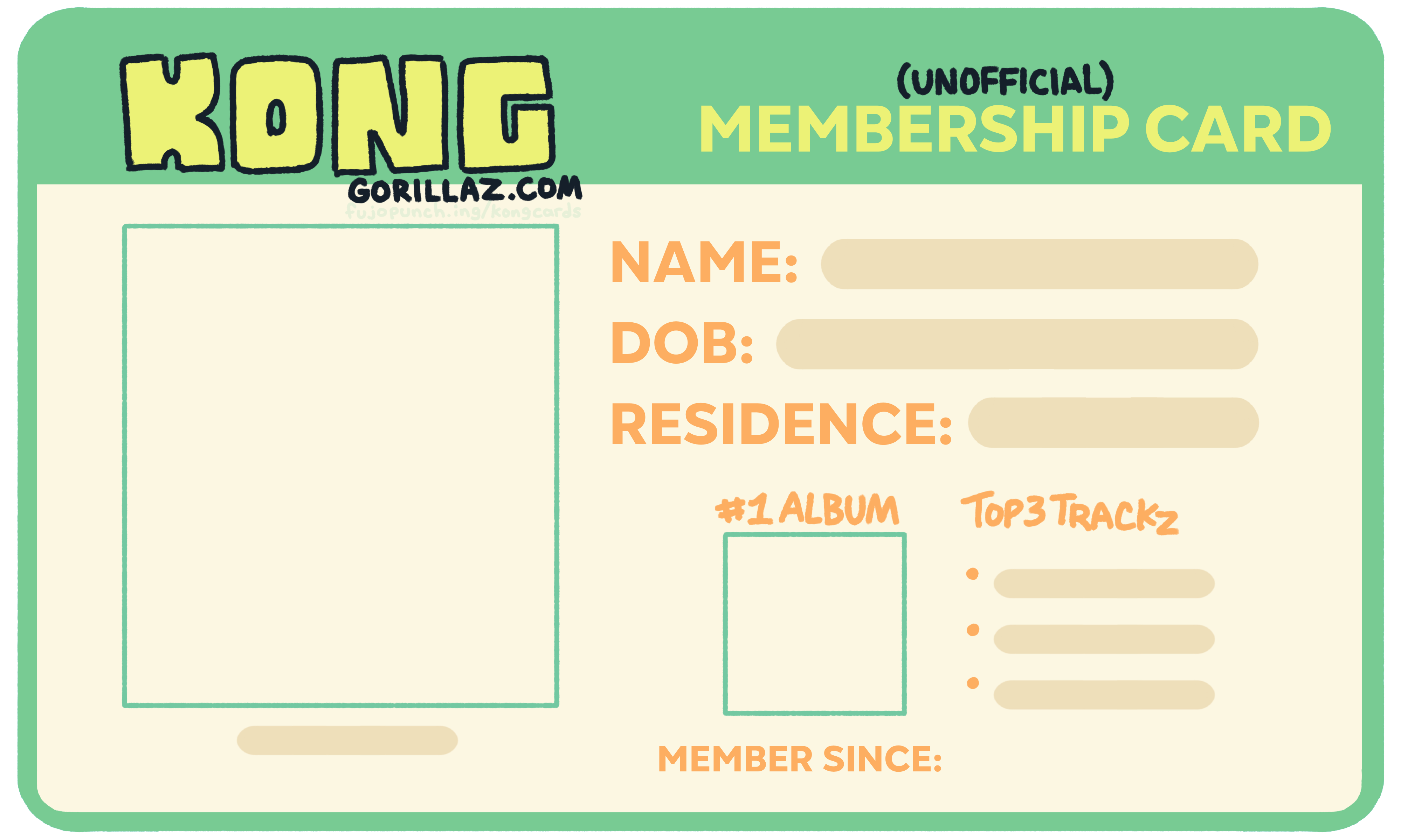 premade card with colors based on Murdoc